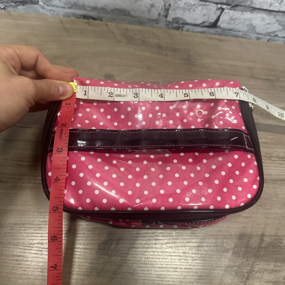 EUC Modella Pink and White Polka Dot Cosmetic Bag - Picture 8 of 9